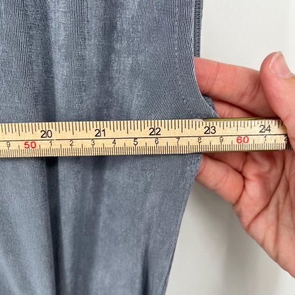 Chicos Travelers Pull On Pant Wrap Top Set Size 3 Slinky Knit Dusty Blue Stretch - Picture 13 of 14